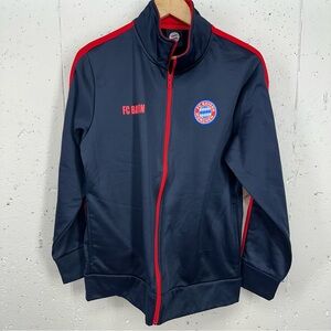 FC Bayern Size Medium Navy Blue and Red Zip Up Track Jacket